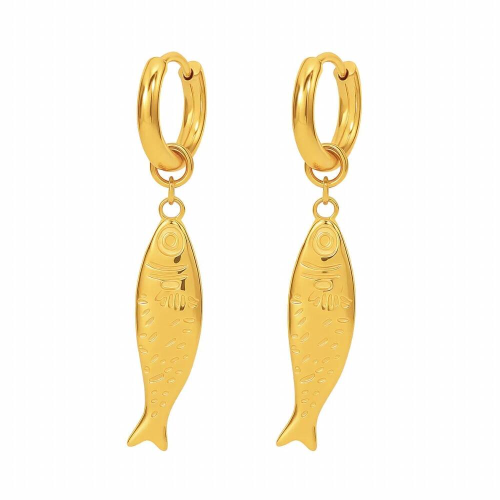 NEW ELLIE VAIL women's dayna huggie hoop fish earring in gold